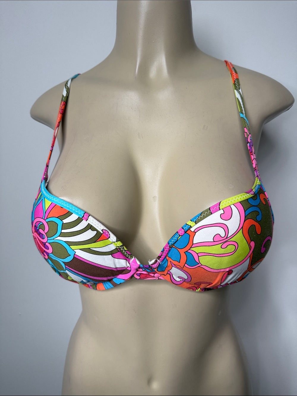 Multicolor Floral Print Push-Up Bikini Top - Women Swim